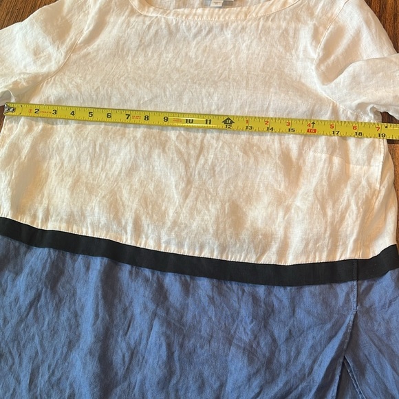 J. Jill 3/4 Sleeve 100% Linen Color Block Blouse Women's Size XS. - Picture 7 of 8